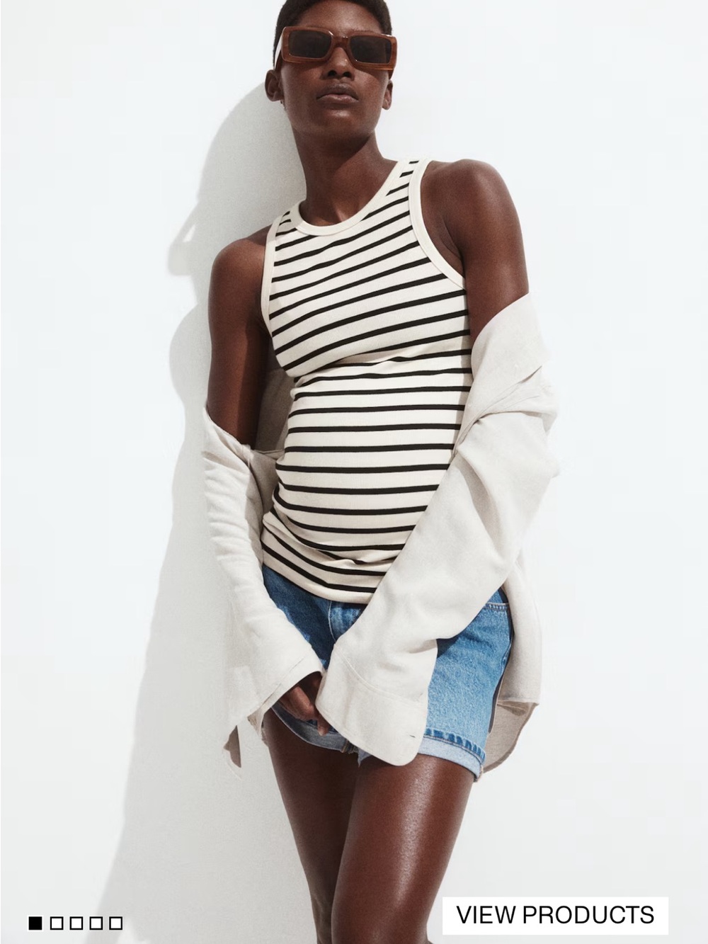 Mama Maternity H&M Striped Sleeveless Tank Top - Black & Cream